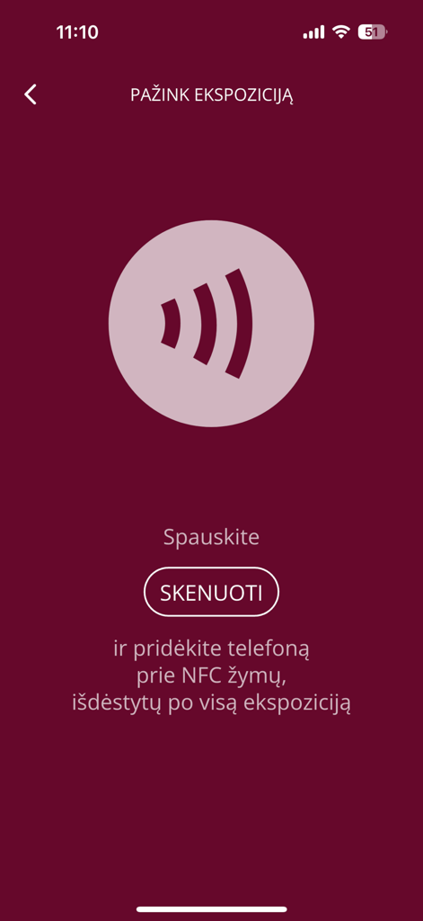 KMM - NFC scanning interface in the KMM app for interactive museum tours
