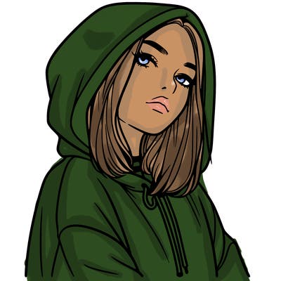 a realistic girl in a hoodie