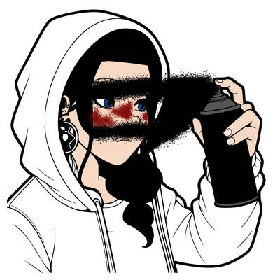 a realistic girl, spray painting