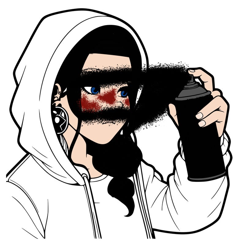 a realistic girl, spray painting