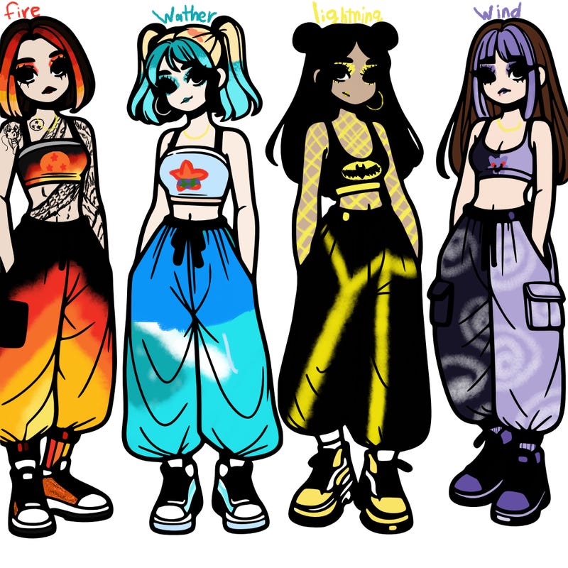 girls with crop top with baggy pants