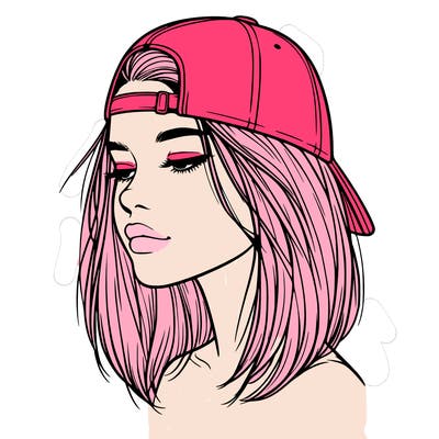 realistic  girl with a backwards hat