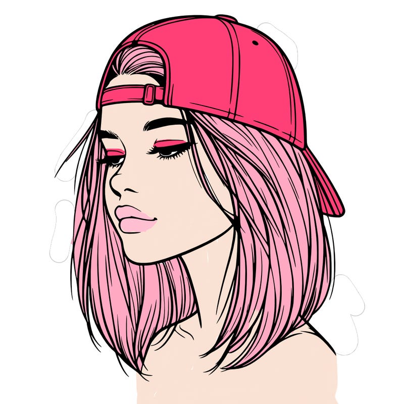 realistic  girl with a backwards hat