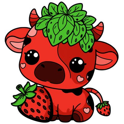cute strawberry cow