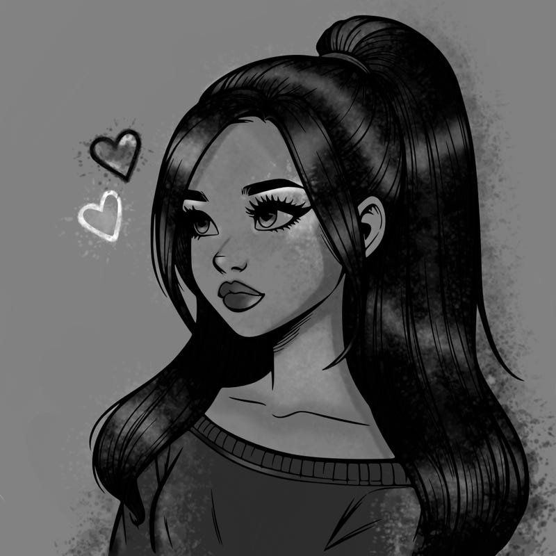 realistic girl with a high ponytail