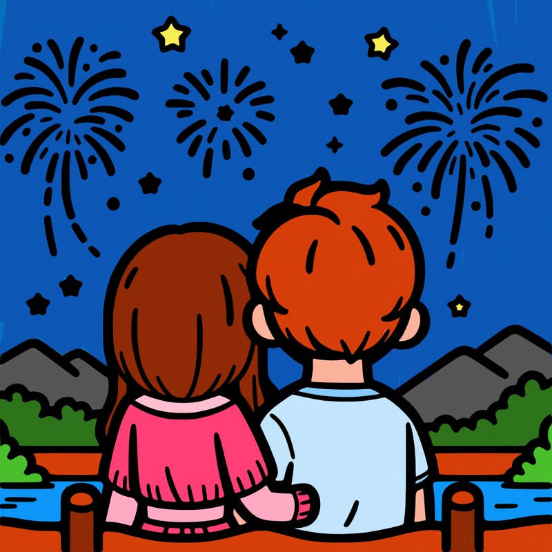 couple watching fireworks