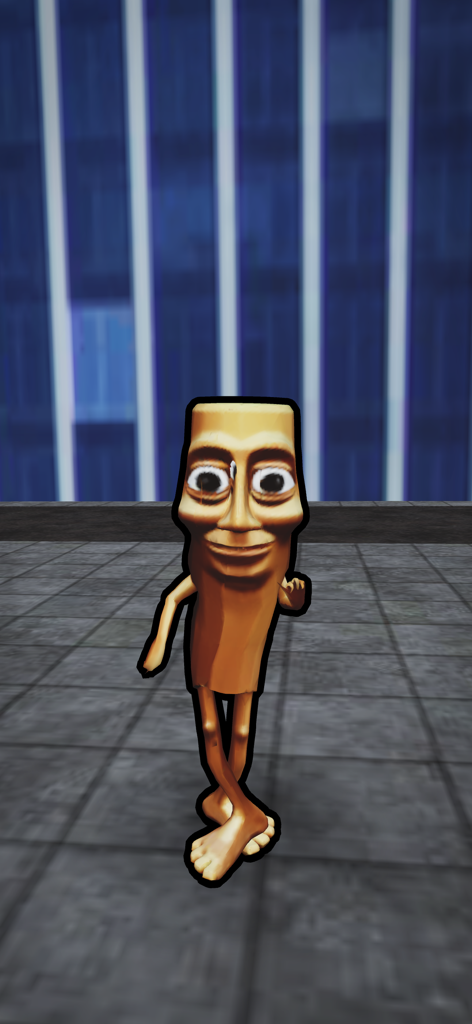 Dancing Rat Meme Generator - A surreal humanoid meme character dancing on a rooftop