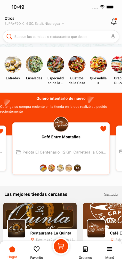 Pide Fácil - Home screen of Pide Facil delivery app showing food categories and local restaurants in Esteli Nicaragua