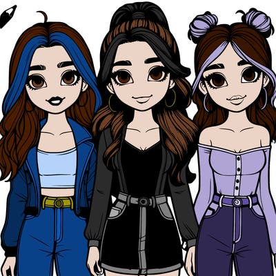 realistic three girls