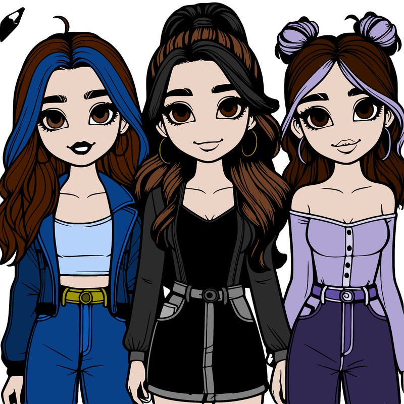 realistic three girls