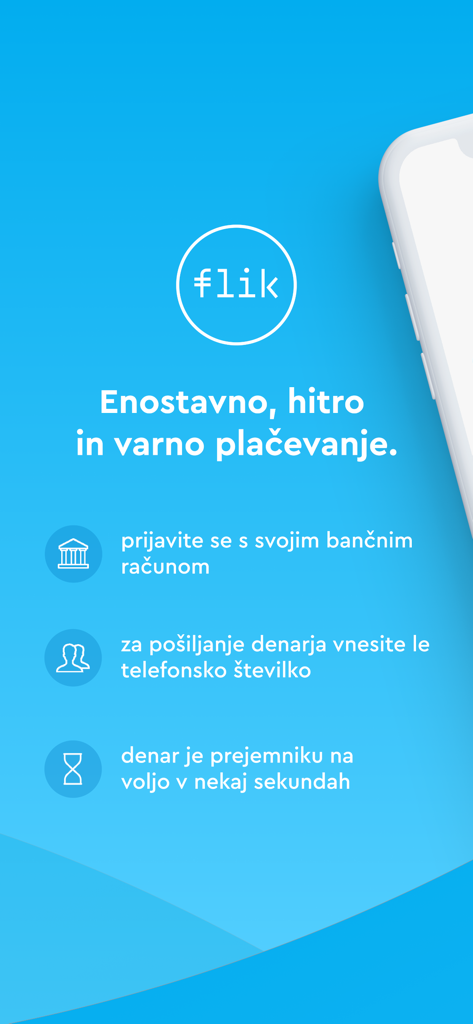 Flik Pay - Écran d'introduction de l'application Flik Pay mettant en avant les paiements mobiles rapides et sécurisés