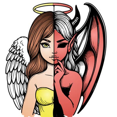 realistic angel half demon