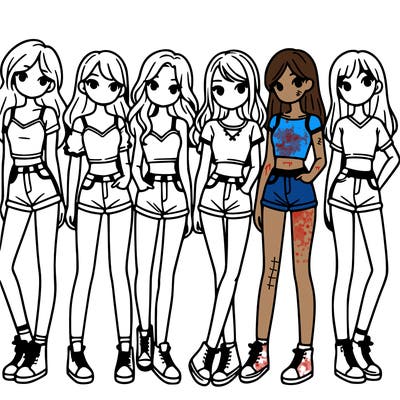 a group of girls wearing crop tops and shorts