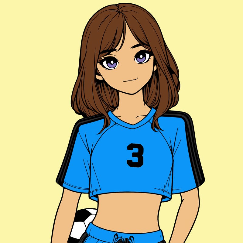 realistic girl wearing soccer jersey