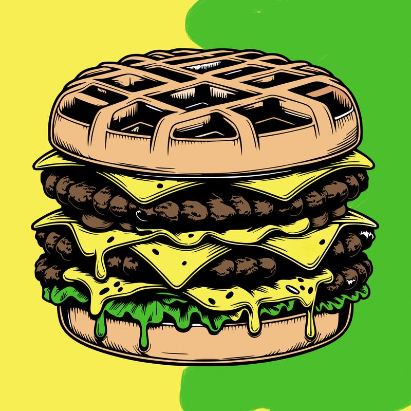realistic waffle burger