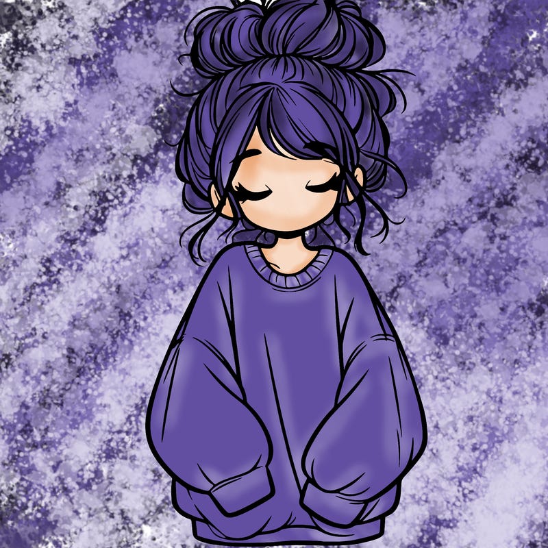 girl with baggy sweatshirt and messy bun