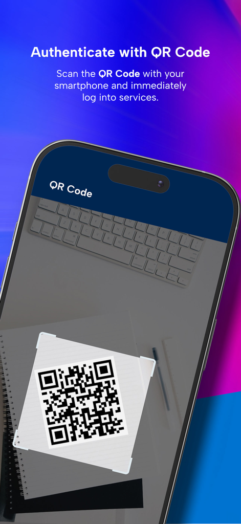 My Infocert - A smartphone scanning a QR code for secure authentication using the My Infocert app.