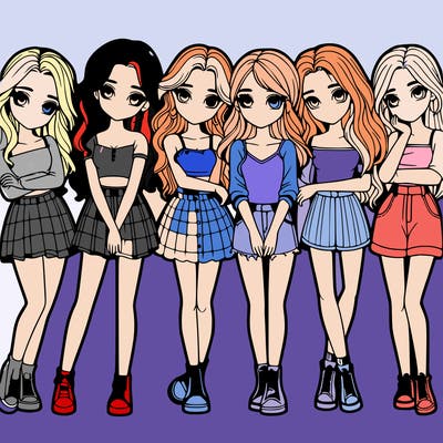 a group of girls realistic