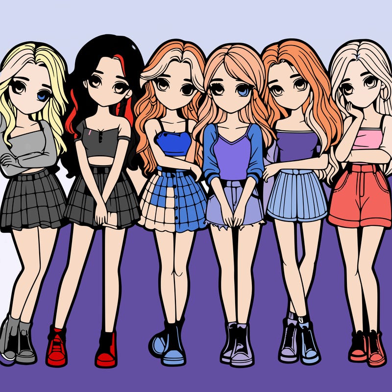 a group of girls realistic