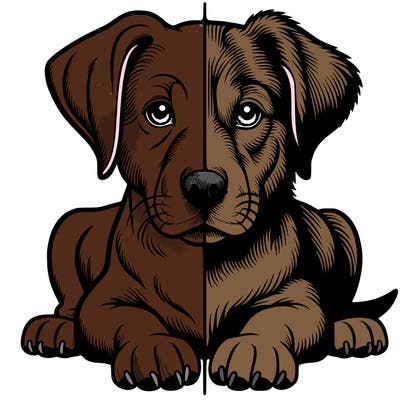 realistic dog split picture