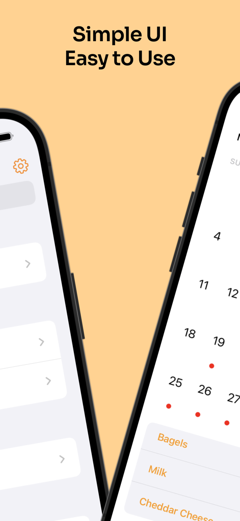 Interfaz de usuario de la aplicación Temporizador de Comida mostrando un diseño simple y un calendario de caducidades