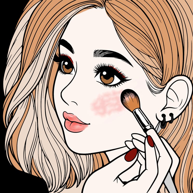 a realistic girl doing her makeup