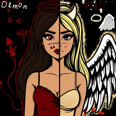 devil vs angel realistic girl
