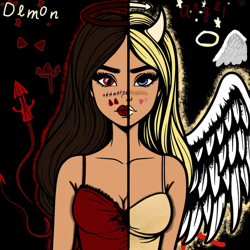 devil vs angel realistic girl