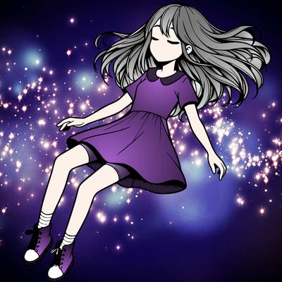 realistic girl floating