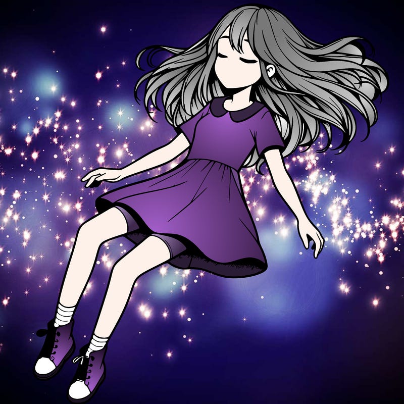 realistic girl floating