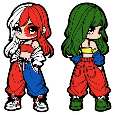 girl in crop top and baggy pants