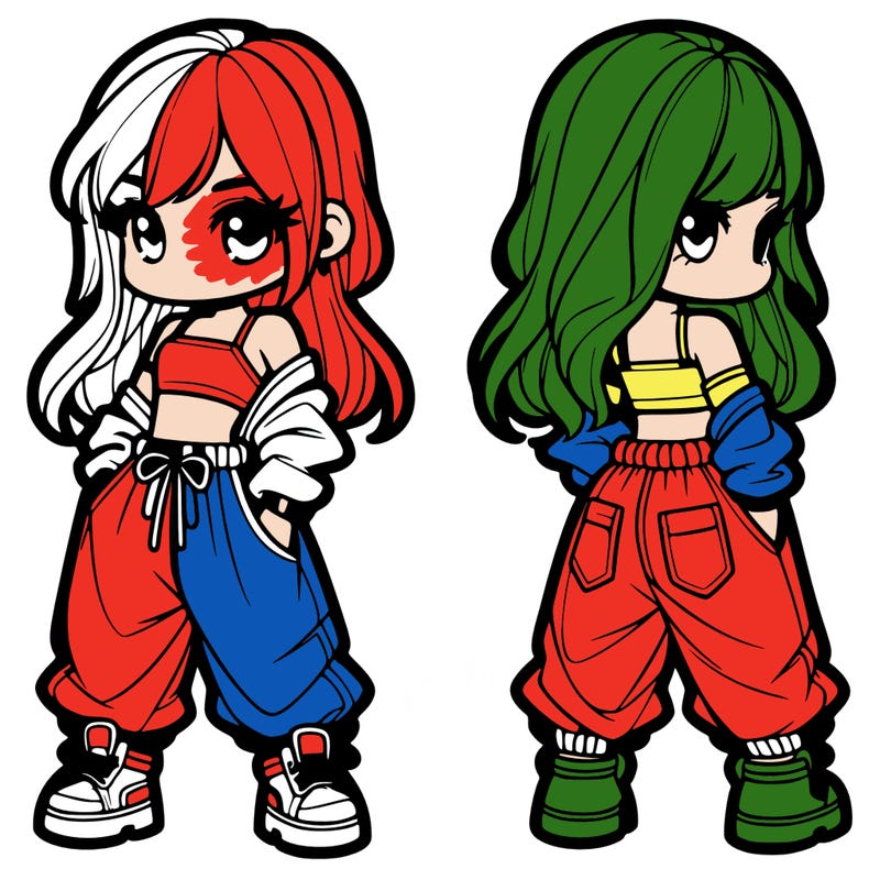 girl in crop top and baggy pants