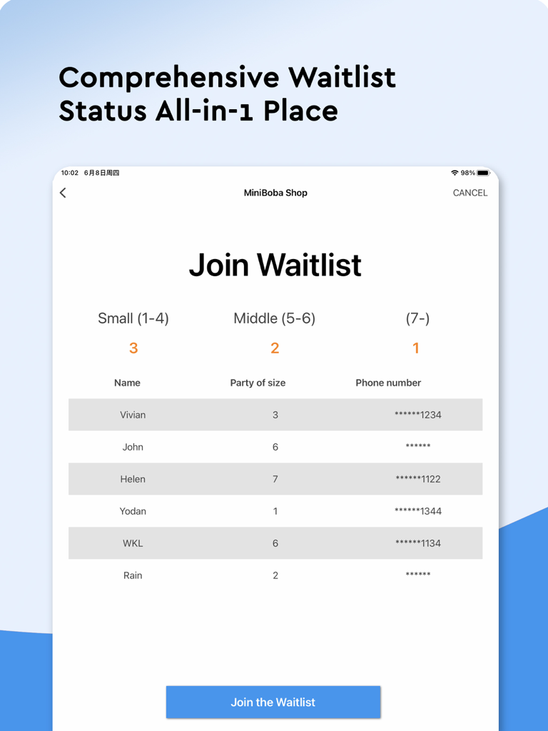 Minitable: Waitlist Kiosk - Food & Drink App | MWM