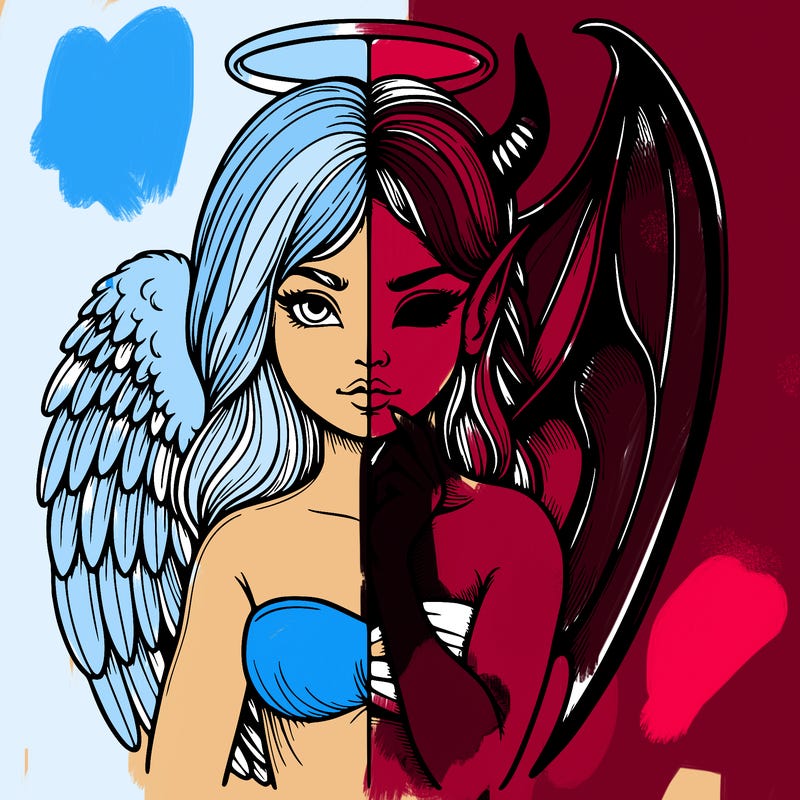 realistic angel half demon