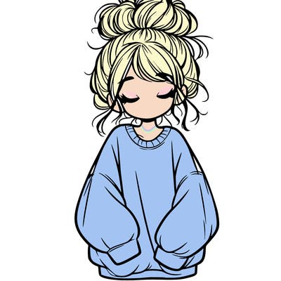 girl with baggy sweatshirt and messy bun