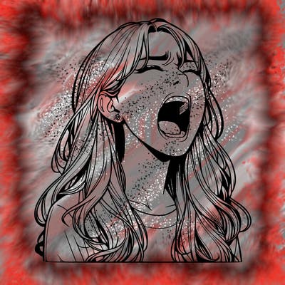 screaming realistic, girl