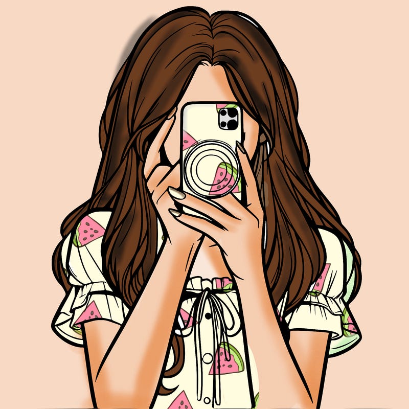 a realistic girl holding her phone taking pictures