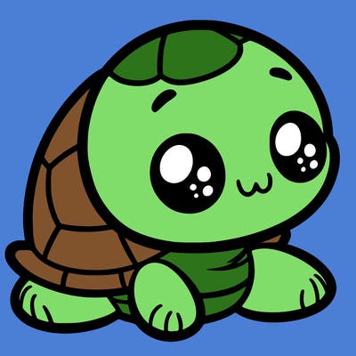 cute little animated turtle