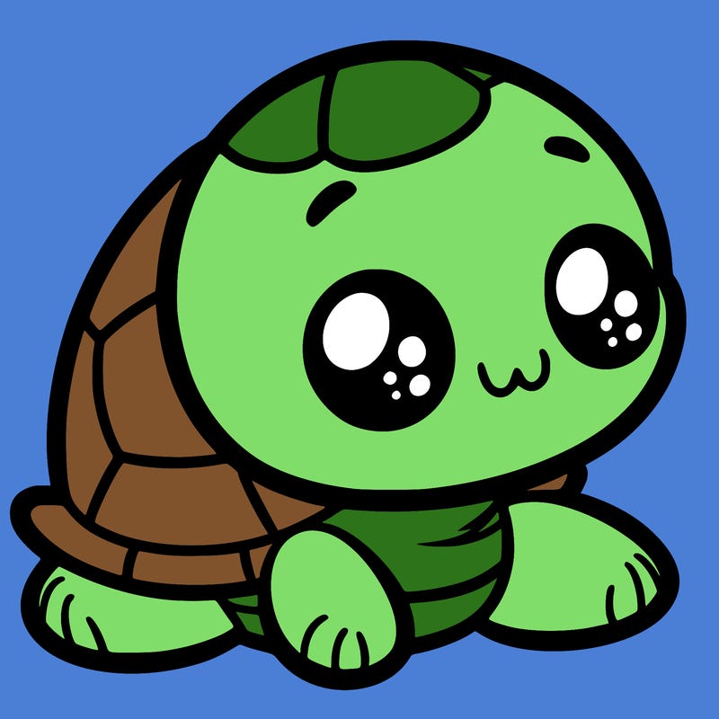 cute little animated turtle