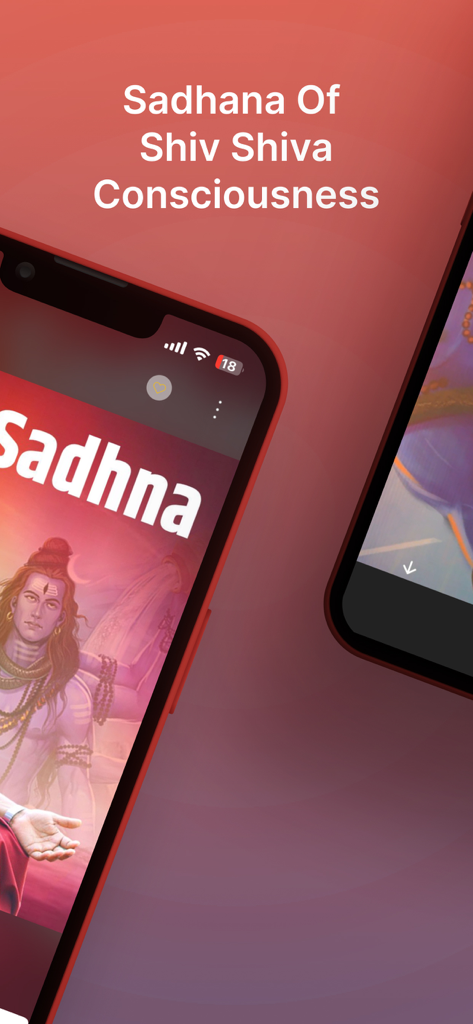 Shiv Yog app interface featuring Sadhana of Shiv Shiva Consciousness meditation