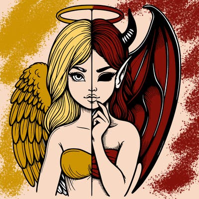 realistic angel half demon