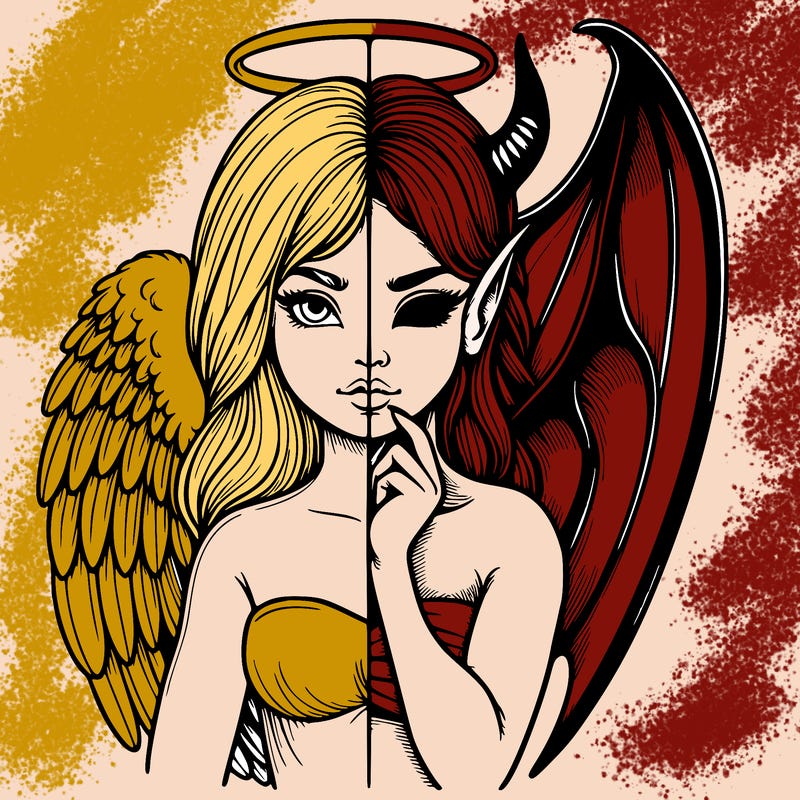 realistic angel half demon