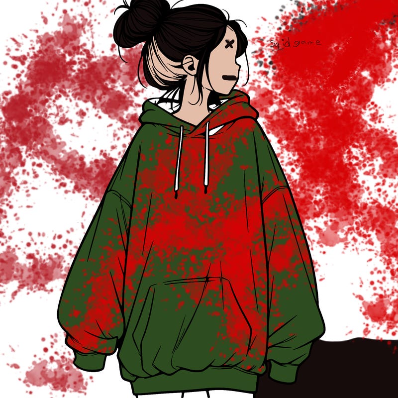 realistic girl with a oversized sweatshirt on and a bun