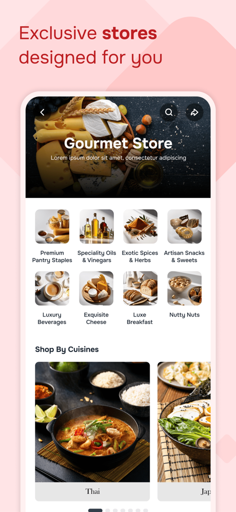 Jiffy by Spencers - The Jiffy by Spencers app interface displaying the Gourmet Store with categories like premium pantry staples and exotic spices