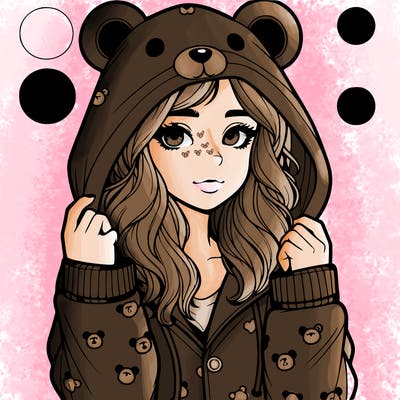 realistic girl in a animal pjs hoodie