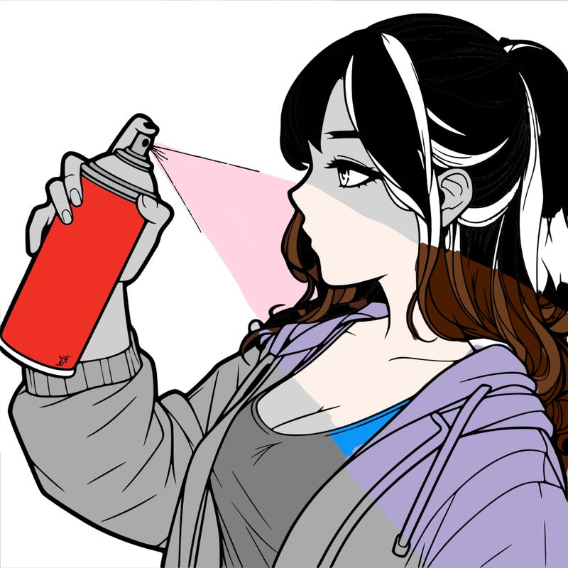a realistic girl spray, painting