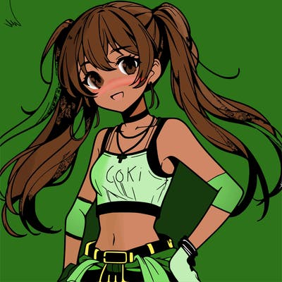 anime girl wearing crop top