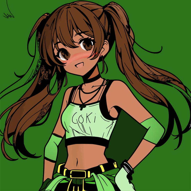 anime girl wearing crop top