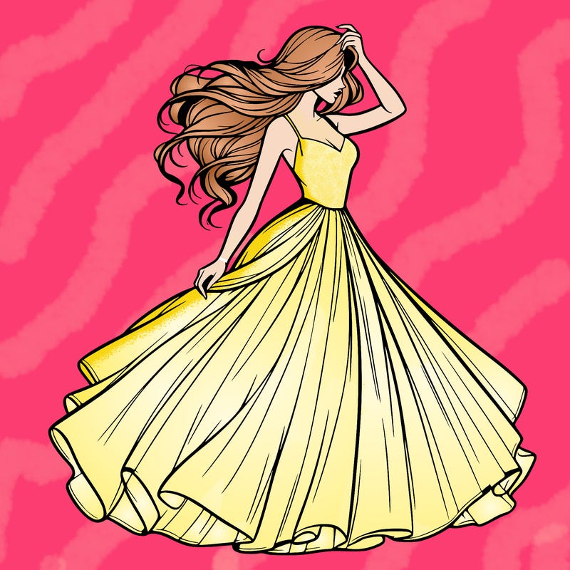 realistic woman with dress flowing in the wind