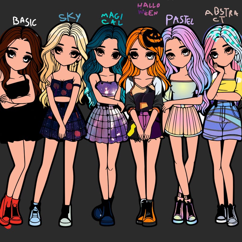 a group of girls realistic